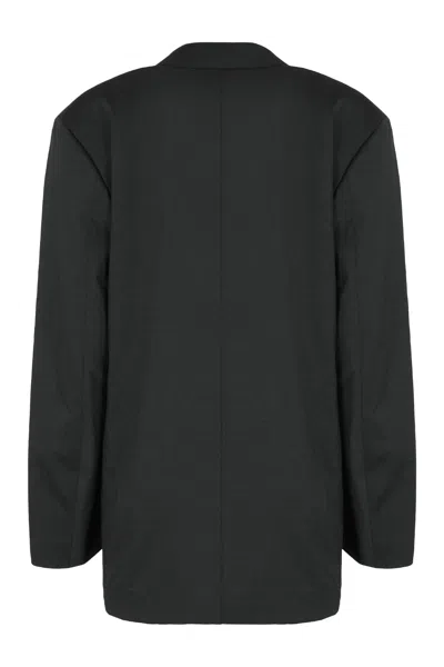 Alberta Ferretti Alberta Ferreti Double-breasted Blazer In Wool Blend In Black