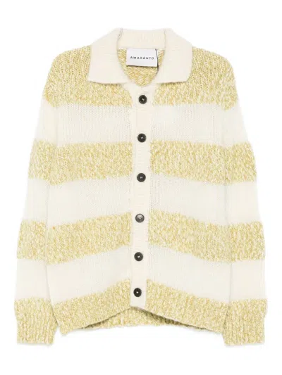 Amaranto Green Sweater With Horizontal Stripes In Multi