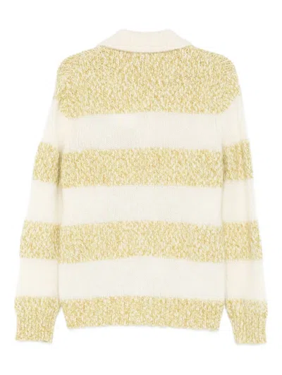 Amaranto Green Sweater With Horizontal Stripes In Multi