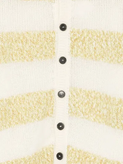 Amaranto Green Sweater With Horizontal Stripes In Multi