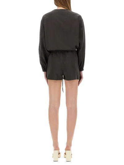 Alysi Short Silk Canvas Jumpsuit In Black