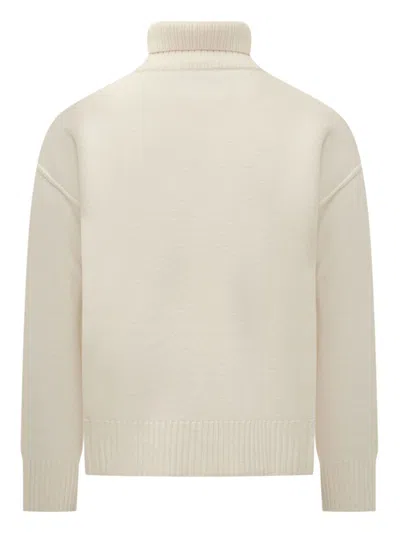 Ami Alexandre Mattiussi Ami Ecru Noir Wool Sweater In Neutral