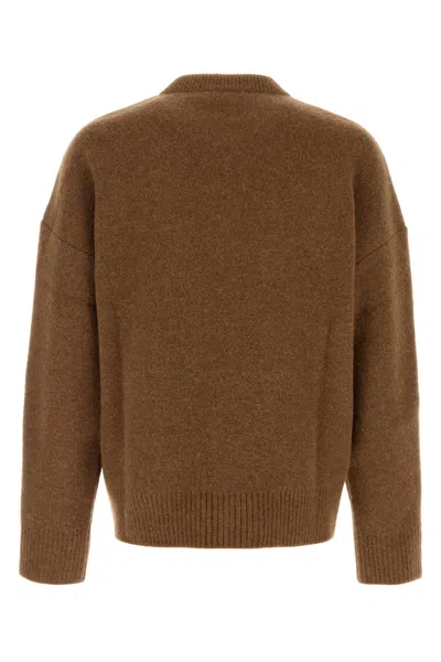 Ami Alexandre Mattiussi Ami Paris Brown Stretch Alpaca Blend Sweater In Brown