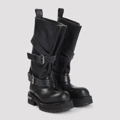 Balenciaga Chunky Sole Round Toe Pull Tab Boots In Black