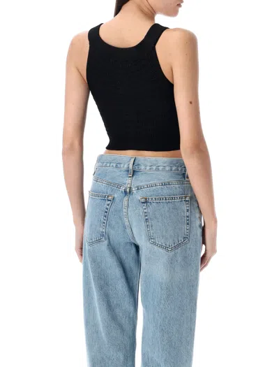 Balmain Knit Top With Gold Buttons In Black