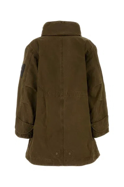 Burberry Women Army Green Gabardine Reversible Jacket In Green