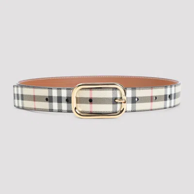 Burberry Check Pattern Canvas Belt In Neutral