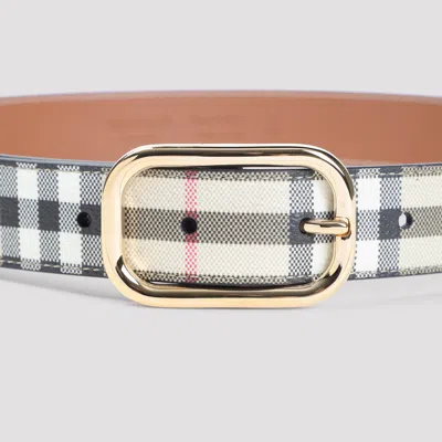 Burberry Check Pattern Canvas Belt In Neutral