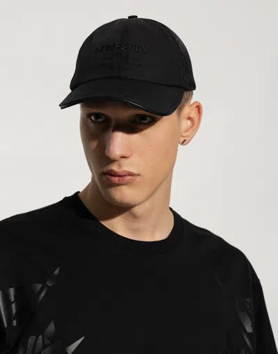 Burberry Logo-embroidered Baseball Cap In Black