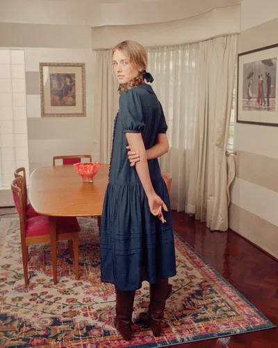 My Mum Made It Pleat Sunday Dress In Blue