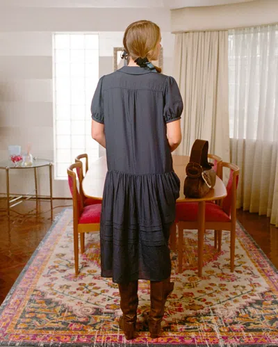 My Mum Made It Pleat Sunday Dress In Blue