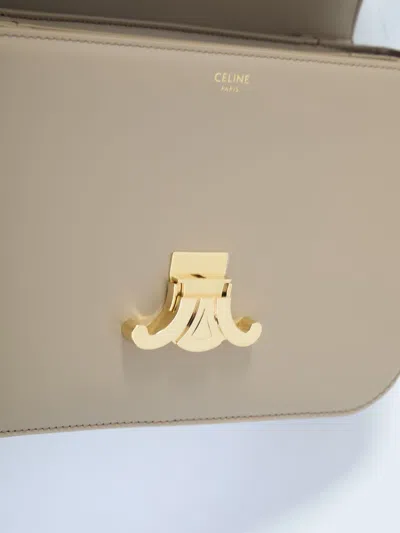 Celine Triomphe Classique Glossy Shoulder Bag In Nude