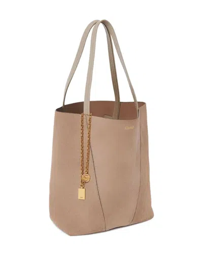 Chloé Dove Grey Suede Chloã¨ Spin Shopping Bag