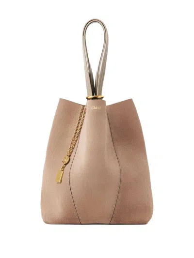 Chloé Dove Grey Suede Chloã¨ Spin Shopping Bag