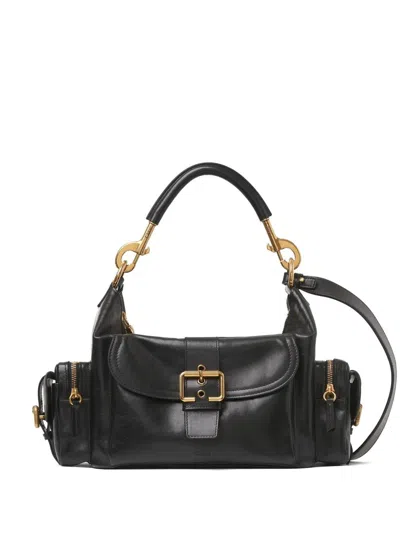 Chloé Camera Bag Medium In Natural Shiny Calfskin In Black