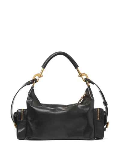 Chloé Camera Bag Medium In Natural Shiny Calfskin In Black