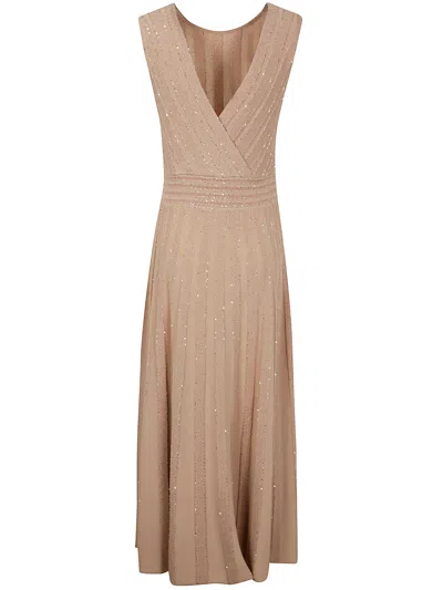 D Exterior D.exterior Crystals Long Dress In Brown