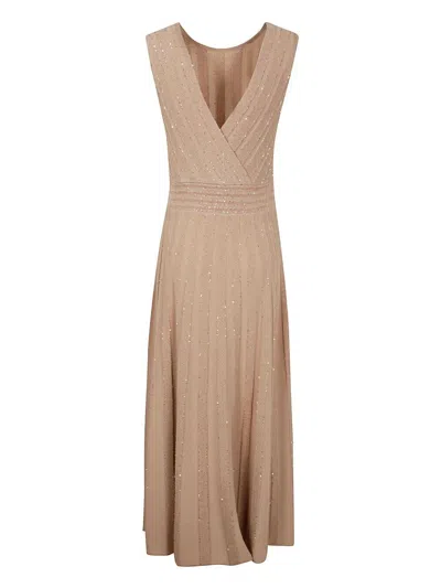 D Exterior D.exterior Crystals Long Dress In Brown