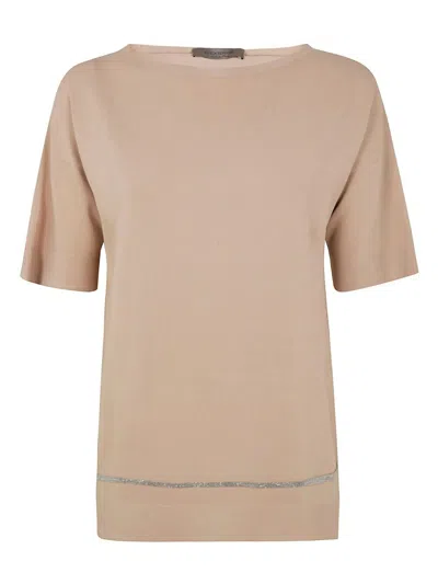 D Exterior D.exterior Viscose Short Sleeves T-shirt In Neutral