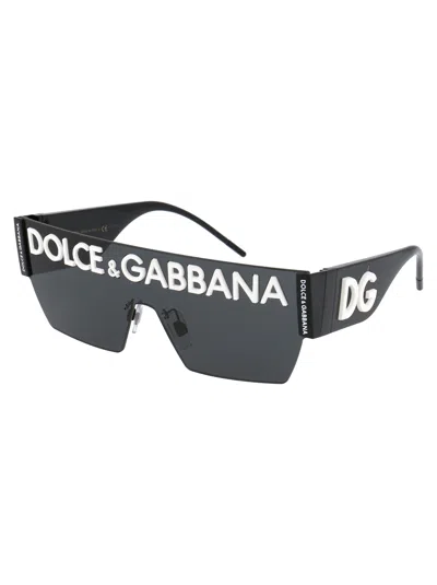 Dolce & Gabbana Black Metal Sunglasses In Gray