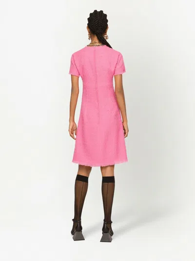 Dolce & Gabbana Women Rachel Tweed Dress With Dg Logo In Pink