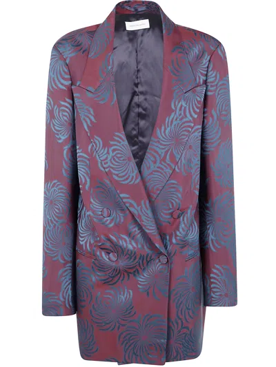 Dries Van Noten Floral Long Sleeve Jacket Front Pockets In Multi