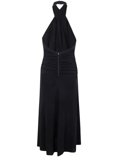 Elisabetta Franchi Lightweight Jersey Dress With Crossover Neckline In Black