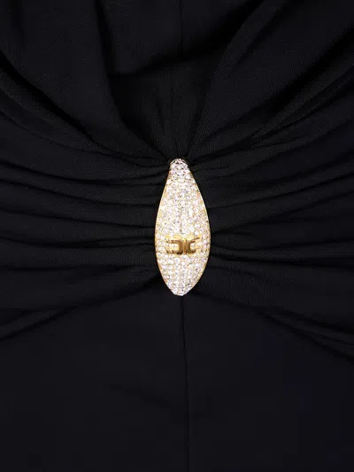 Elisabetta Franchi Lightweight Jersey Dress With Crossover Neckline In Black