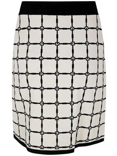 Elisabetta Franchi Grid-patterned Buttoned Mini Skirt In Multi