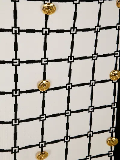 Elisabetta Franchi Grid-patterned Buttoned Mini Skirt In Multi