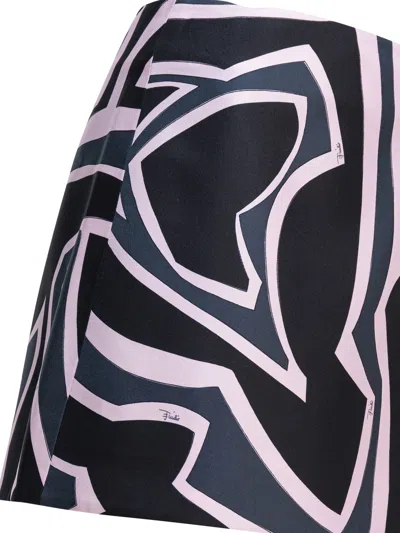 Pucci High Waist Abstract Pattern Mini Skirt In Black