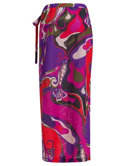 Pucci Maxi Wrap Pareo Colorful Print In Multi