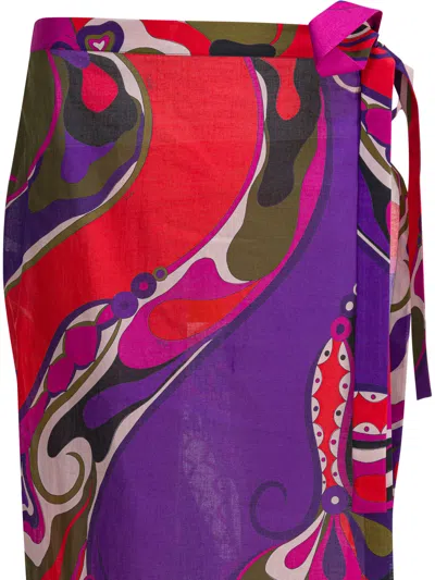 Pucci Maxi Wrap Pareo Colorful Print In Multi