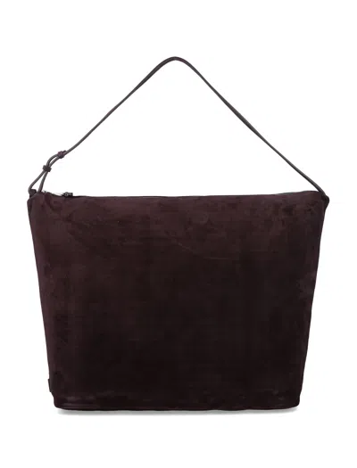 Emporio Armani Hobo Large Chain Soft Suede In Brown