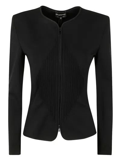 Emporio Armani Milano Stitch Shoulder Pads Jacket In Black