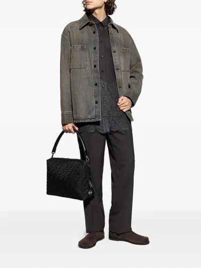 Fendi Denim Jacket With Collared Design And Pockets In Gray