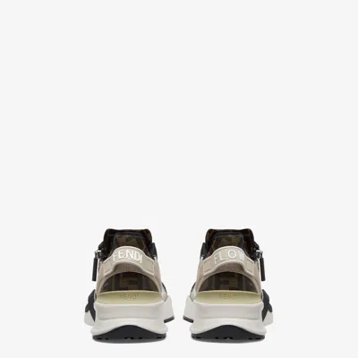 Fendi Beige Leather Sneakers With Ff Motif In Brown