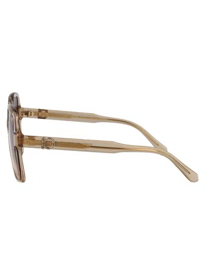 Ferragamo Transparent Beige Acetate Sunglasses In Brown