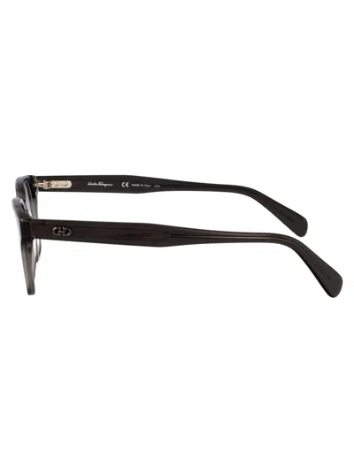 Ferragamo Transparent Grey Acetate Glasses In Brown