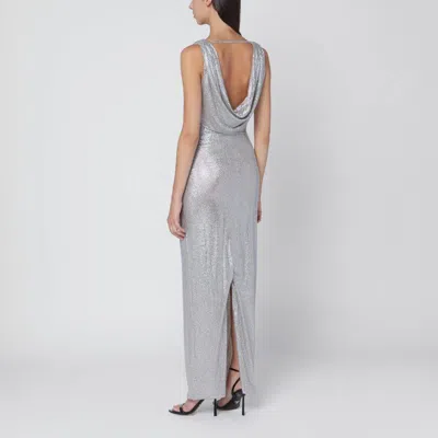 Giuseppe Di Morabito Long Dress Featuring Crystals And Back Slit In Silver