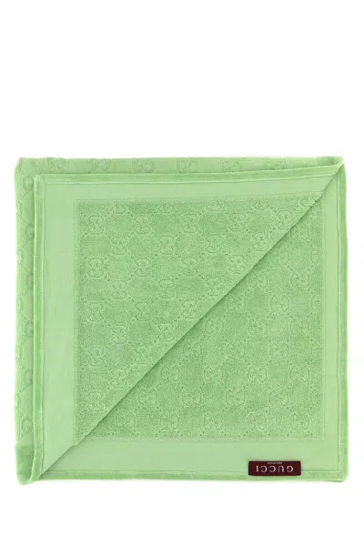 Gucci Fluo Green Terry Fabric Beach Towel In Green