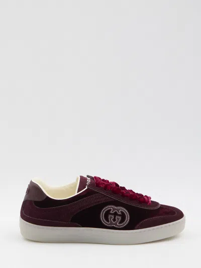 Gucci Velvet Sneakers With Nylon Insert And Suede In Multi