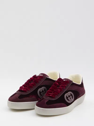 Gucci Velvet Sneakers With Nylon Insert And Suede In Multi