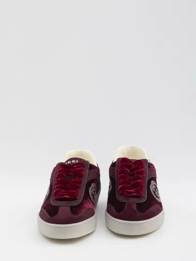 Gucci Velvet Sneakers With Nylon Insert And Suede In Multi