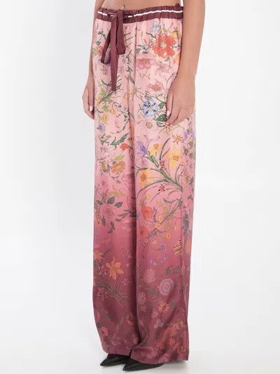 Gucci Floral Print Trousers With Drawstring In Multi