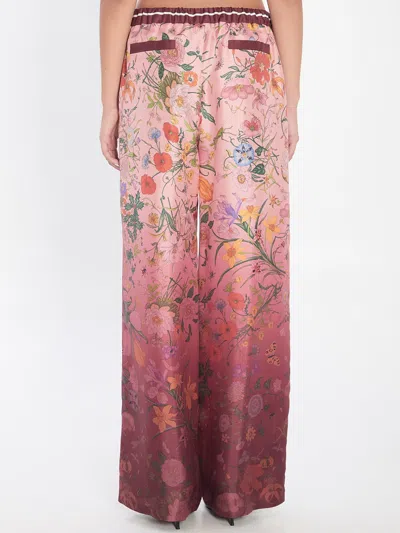 Gucci Floral Print Trousers With Drawstring In Multi