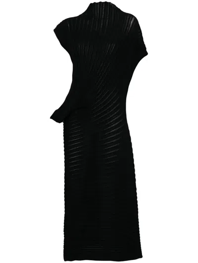 Homme Plisse Stream Long Dress In Black
