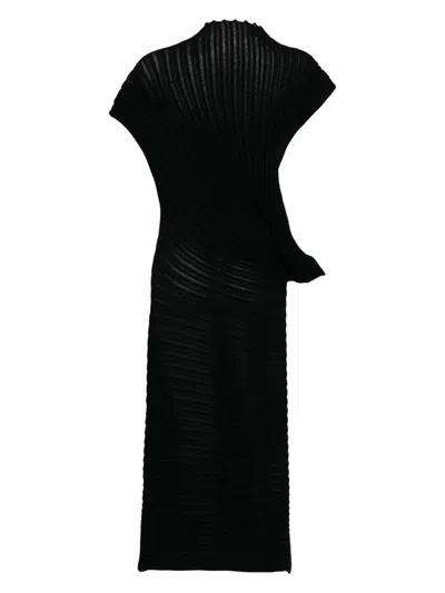 Homme Plisse Stream Long Dress In Black