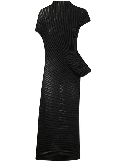 Homme Plisse Stream Long Dress In Black