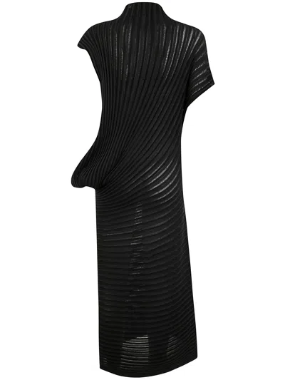 Homme Plisse Stream Long Dress In Black